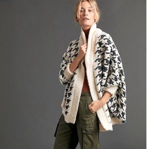 Anthropologie Houndstooth Shawl Cardigan NWOT